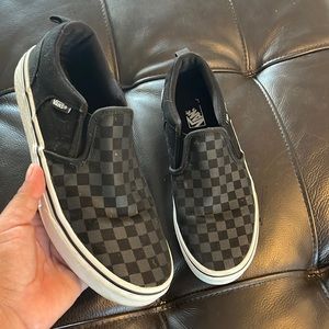 Vans checkered black slip on sneakers